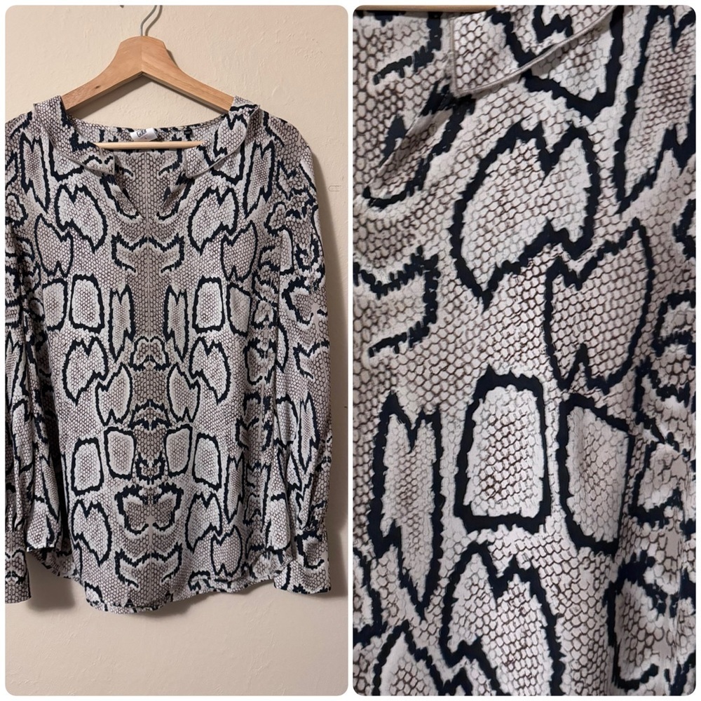 Cabi snake print collared blouse Size Small
